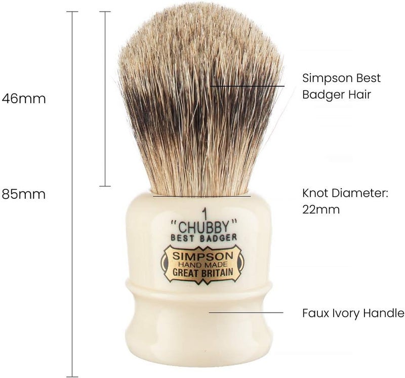 Simpson Shaving Brushes Chubby CH1 Best Badger Brush - Handmade in England - Image 2